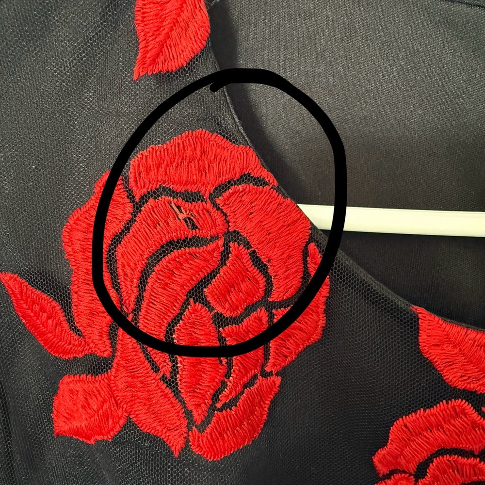 Donna Karan Dress NWT Embroidered Red Roses Blk Sz 14 *see photos & description - Picture 9 of 9